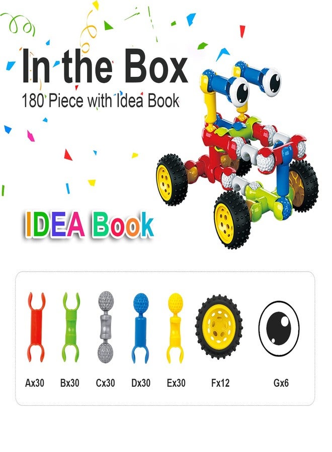 Huaker Stem Building Toys for 3 4 5 6 7 8 Year Old Boys Girls Kids,180 Pieces Building Blocks Educational Learning Toys with Large Storage Box,Ideal Christmas Birthday Gifts - Image 3